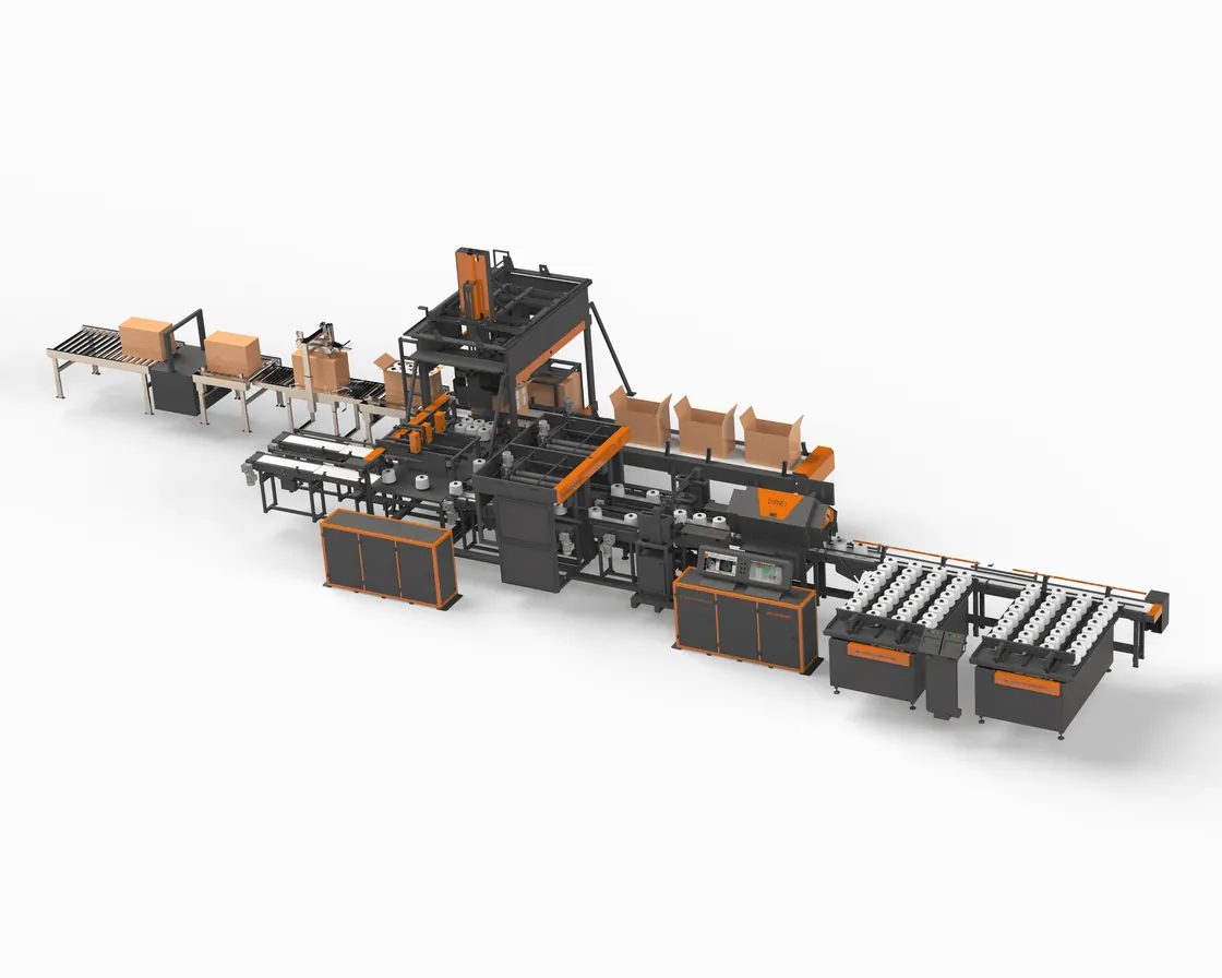 Automatic cone box packing line designed and built by Indo Texnology